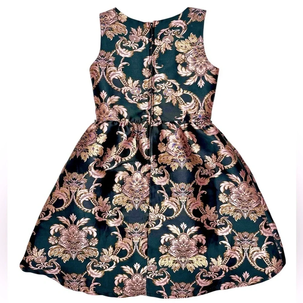 The Children's Place Black and Gold Metallic Floral Brocade Dress (937)